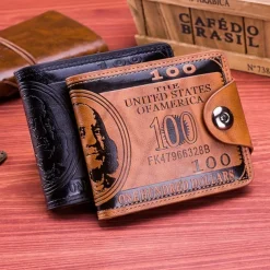Men's Genuine Leather Wallet Vintage Short Multi Function ID Credit Card Holder Gifts To Men On Valentine's Day Father's Day