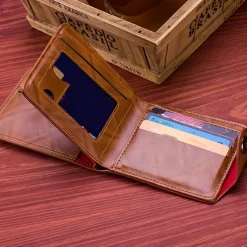 Men's Genuine Leather Wallet Vintage Short Multi Function ID Credit Card Holder Gifts To Men On Valentine's Day Father's Day