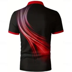 Men's Geometic Line Polo Short Sleeve Polo Shirts Collared Shirts Business Casual Outdoor Athleisure Daily Wear 3D Print Summer Red Blue Purple