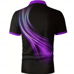 Men's Geometic Line Polo Short Sleeve Polo Shirts Collared Shirts Business Casual Outdoor Athleisure Daily Wear 3D Print Summer Red Blue Purple