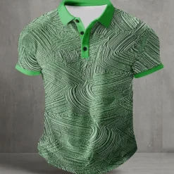 Men's Geometic Line Polo Short Sleeve Polo Shirts Collared Shirts Abstract Casual Street Athleisure Daily Wear Buttons Summer Blue Purple Orange