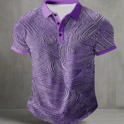 Men's Geometic Line Polo Short Sleeve Polo Shirts Collared Shirts Abstract Casual Street Athleisure Daily Wear Buttons Summer Blue Purple Orange