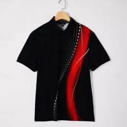 Men's Geometic Line Polo Short Sleeve Polo Shirts Collared Shirts Casual School Outdoor Daily Wear Home Wear 3D Print Summer Red Blue Green