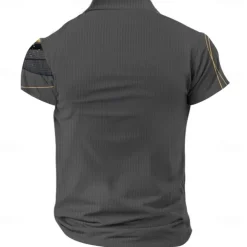 Men's Geometic Line Waffle Polo Shirts Short Sleeve Polo Shirts Collared Shirts Business Casual Outdoor Street Dailywear Athleisure Buttons 3D Print Summer Blue Purple Orange