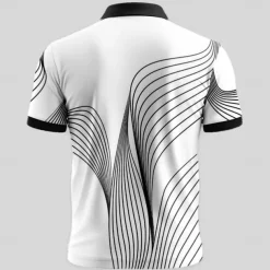Men's Geometic Line Zip Polo Shirts Short Sleeve Polo Shirts Collared Shirts Business Casual Business Athleisure Wear to work Daily Wear 3D Print Summer Black White