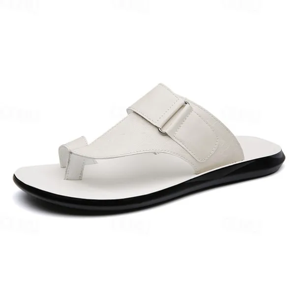 Men's Geometric Embossed Open-Toe Sandals – Adjustable Strap Design for Casual Beach and Summer Wear