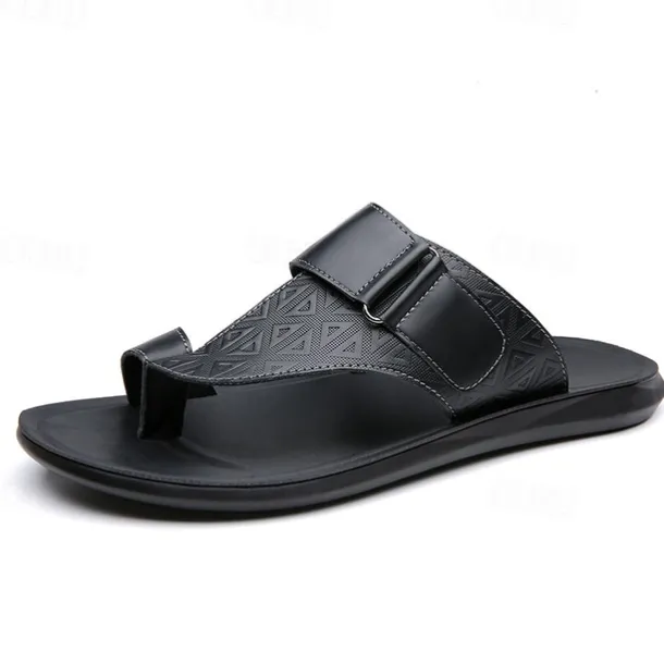 Men's Geometric Embossed Open-Toe Sandals – Adjustable Strap Design for Casual Beach and Summer Wear