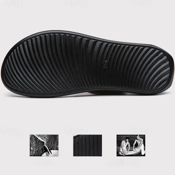 Men's Geometric Embossed Open-Toe Sandals – Adjustable Strap Design for Casual Beach and Summer Wear