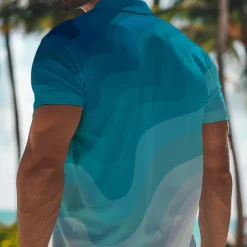 Men's Geometric Hawaiian Polo Shirts Golf Shirt Short Sleeve Polo Shirts Collared Shirts Casual Beach Wear Vacation Wear Party Outfits Buttons 3D Print Spring & Summer Dark Brown Red Blue