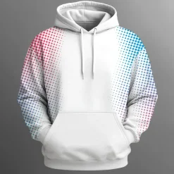 Men's Geometric Hoodies Sweatshirt Fashion Casual Long Sleeve Crew Neck Holiday Streetwear Black White Drawstring 3D Fall Winter Designer