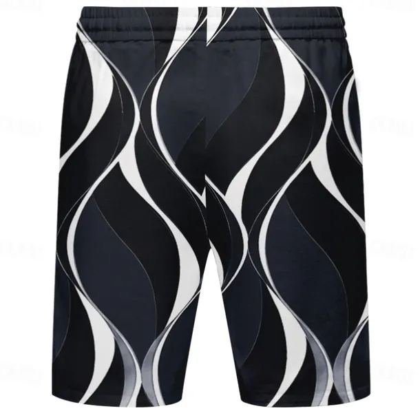 Men's Geometric Line Swim Trunks Swim Shorts Board Shorts Mid Waist Streetwear Hawaiian Vacation Drawstring Mesh Lining Elastic Waist Designer Clothing Apparel