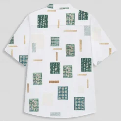 Men's Geometric Linen Shirt Casual Shirt Button Up Shirt Short Sleeve Fashion Daily Sports & Outdoors Outdoor Sport Causal Lapel Buttons White