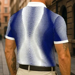 Men's Geometric Polo Short Sleeves Lapel Casual Daily Modern Sports & Outdoor Athleisure Casual Daily Buttons Summer Robin's Egg Blue Black Green