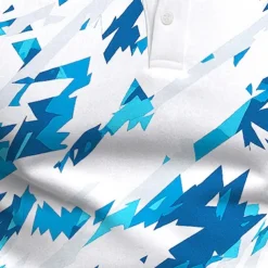 Men's Geometric Polo Short Sleeve Polo Shirts Collared Shirts Casual Athleisure Daily Wear Buttons Summer White Light Green Blue