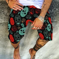 Men's Geometric Skull Stripe Swim Trunks Swim Shorts Board Shorts Low Waist Casual Hip-Hop Outdoor Daily Holiday Print Straight Leg Designer Clothing Apparel