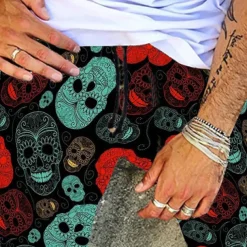 Men's Geometric Skull Stripe Swim Trunks Swim Shorts Board Shorts Low Waist Casual Hip-Hop Outdoor Daily Holiday Print Straight Leg Designer Clothing Apparel