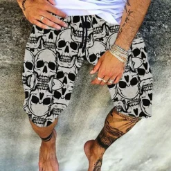 Men's Geometric Skull Stripe Swim Trunks Swim Shorts Board Shorts Low Waist Casual Hip-Hop Outdoor Daily Holiday Print Straight Leg Designer Clothing Apparel
