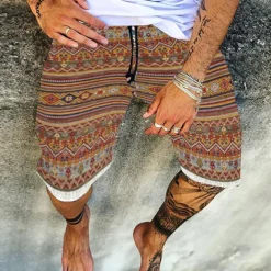 Men's Geometric Skull Stripe Swim Trunks Swim Shorts Board Shorts Low Waist Casual Hip-Hop Outdoor Daily Holiday Print Straight Leg Designer Clothing Apparel