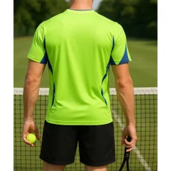 Men's Geometric Sports Set Tennis Set Two-piece Suit Short Sleeves Printing Sweat-Wicking Moisture Wicking Breathable Tennis Golf Pickleball V Neck Blue Green Tennis Clothing