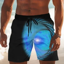 Men's Geometric Swirl Swim Trunks Swim Shorts Board Shorts Mid Waist Casual Outdoor Vacation Dailywear Side Pockets Mesh Lining Elastic Drawstring Waist Designer Clothing Apparel
