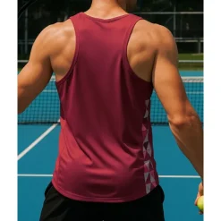Men's Geometric Tennis Top Sleeveless Printing Quick Dry Breathable Tennis Golf Pickleball U Neck Vest / Gilet Red Light Grey Tennis Clothing