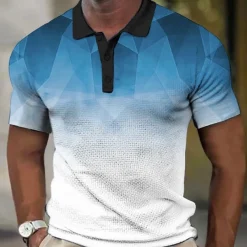 Men's Geometric Waffle Polo Shirts Golf Shirt Short Sleeve Polo Shirts Collared Shirts Casual Vacation Wear Formal Wear Festival Wear Buttons 3D Print Yellow Blue Purple