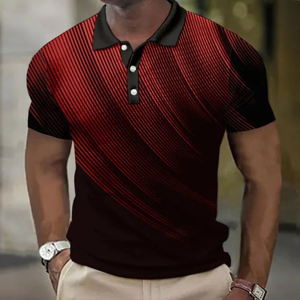 Men's Geometric Waffle Polo Shirts Golf Shirt Short Sleeve Polo Shirts Collared Shirts Business Casual Vacation Wear Formal Wear Festival Wear Buttons 3D Print Black White Yellow