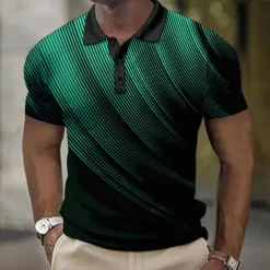 Men's Geometric Waffle Polo Shirts Golf Shirt Short Sleeve Polo Shirts Collared Shirts Business Casual Vacation Wear Formal Wear Festival Wear Buttons 3D Print Black White Yellow