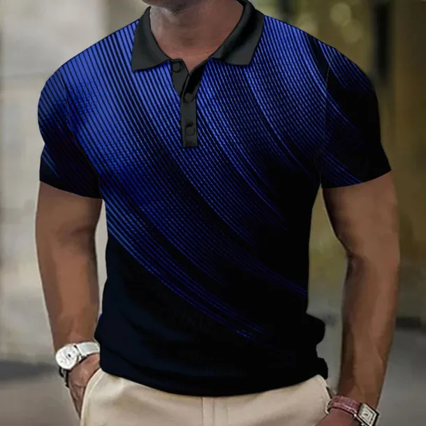 Men's Geometric Waffle Polo Shirts Golf Shirt Short Sleeve Polo Shirts Collared Shirts Business Casual Vacation Wear Formal Wear Festival Wear Buttons 3D Print Black White Yellow