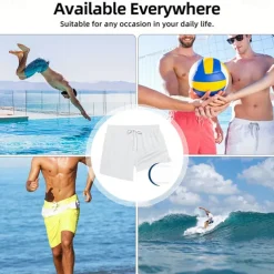 Men's Geometric Waves Gradient Color Lined Shorts 2 in 1 Board Shorts Swim Shorts Mid Waist Hawaiian Holiday Beach Wear Side Pockets With Compression Liner Elastic Drawstring Waist Designer Clothing