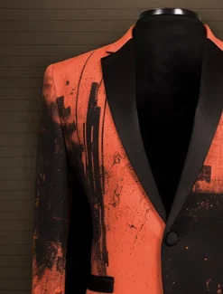 Men's Geometry Long Sleeve Turndown Business Abstract Work Wear to work Going out Buttons Print Multi Pocket