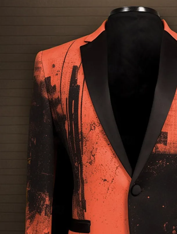 Men's Geometry Long Sleeve Turndown Business Abstract Work Wear to work Going out Buttons Print Multi Pocket