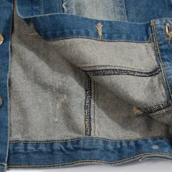 Men's Gilet Denim Vest Daily Wear Vacation Going out Fashion Basic Spring & Fall Button Pocket Cotton Blend Comfortable National Flag Single Breasted Lapel Regular Fit Blue Vest