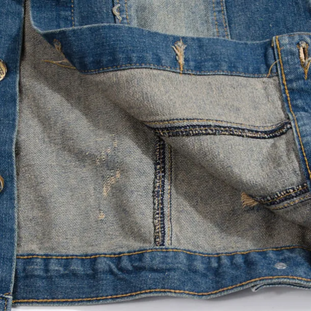 Men's Gilet Denim Vest Daily Wear Vacation Going out Fashion Basic Spring & Fall Button Pocket Cotton Blend Comfortable National Flag Single Breasted Lapel Regular Fit Blue Vest