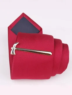 Men's Gold Plated Fork, Knife and Hammer Tie Clip - Unique and Stylish Design - Perfect for Weddings, Formal and Creative Occasions