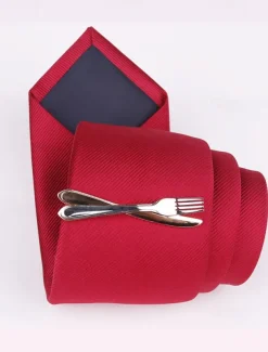 Men's Gold Plated Fork, Knife and Hammer Tie Clip - Unique and Stylish Design - Perfect for Weddings, Formal and Creative Occasions