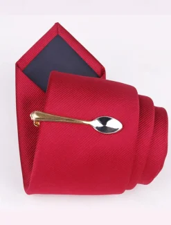 Men's Gold Plated Fork, Knife and Hammer Tie Clip - Unique and Stylish Design - Perfect for Weddings, Formal and Creative Occasions
