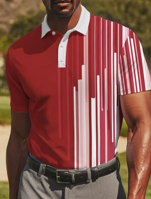 Men's Golf Line Polo Sports Polo Shirts Short Sleeve Polo Shirts Collared Shirts Casual Athleisure Buttons Summer Black Red Blue