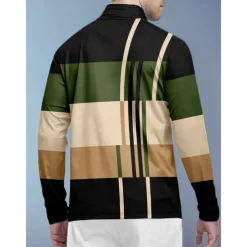 Men's Golf Polo Shirt Army Green Long Sleeve Top Golf Attire Clothes Outfits Wear Apparel