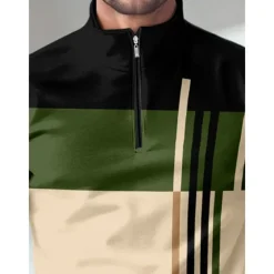 Men's Golf Polo Shirt Army Green Long Sleeve Top Golf Attire Clothes Outfits Wear Apparel