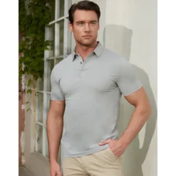 Men's Golf Polo Shirt Black White Light Green Short Sleeve Top Golf Attire Clothes Outfits Wear Apparel