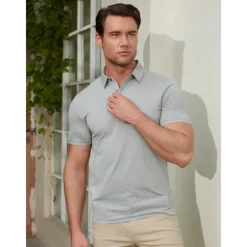 Men's Golf Polo Shirt Black White Light Green Short Sleeve Top Golf Attire Clothes Outfits Wear Apparel