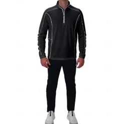 Men's Golf Polo Shirt Black Long Sleeve Top Golf Attire Clothes Outfits Wear Apparel