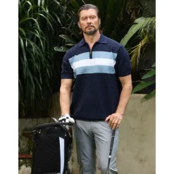 Men's Golf Polo Shirt Black Navy Blue Short Sleeve Top Golf Attire Clothes Outfits Wear Apparel
