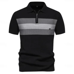 Men's Golf Polo Shirt Black Navy Blue Short Sleeve Top Golf Attire Clothes Outfits Wear Apparel