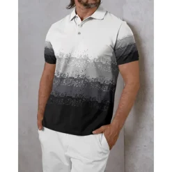 Men's Golf Polo Shirt Black Short Sleeve Top Golf Attire Clothes Outfits Wear Apparel