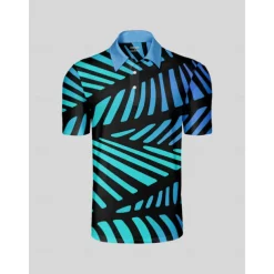 Men's Golf Polo Shirt Blue Short Sleeve Top Golf Attire Clothes Outfits Wear Apparel