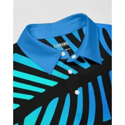 Men's Golf Polo Shirt Blue Short Sleeve Top Golf Attire Clothes Outfits Wear Apparel