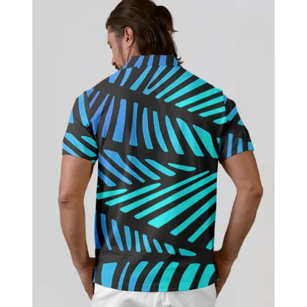 Men's Golf Polo Shirt Blue Short Sleeve Top Golf Attire Clothes Outfits Wear Apparel