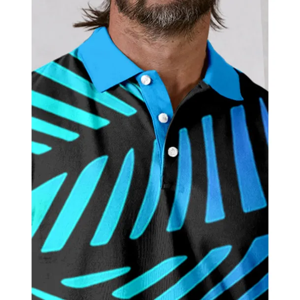 Men's Golf Polo Shirt Blue Short Sleeve Top Golf Attire Clothes Outfits Wear Apparel
